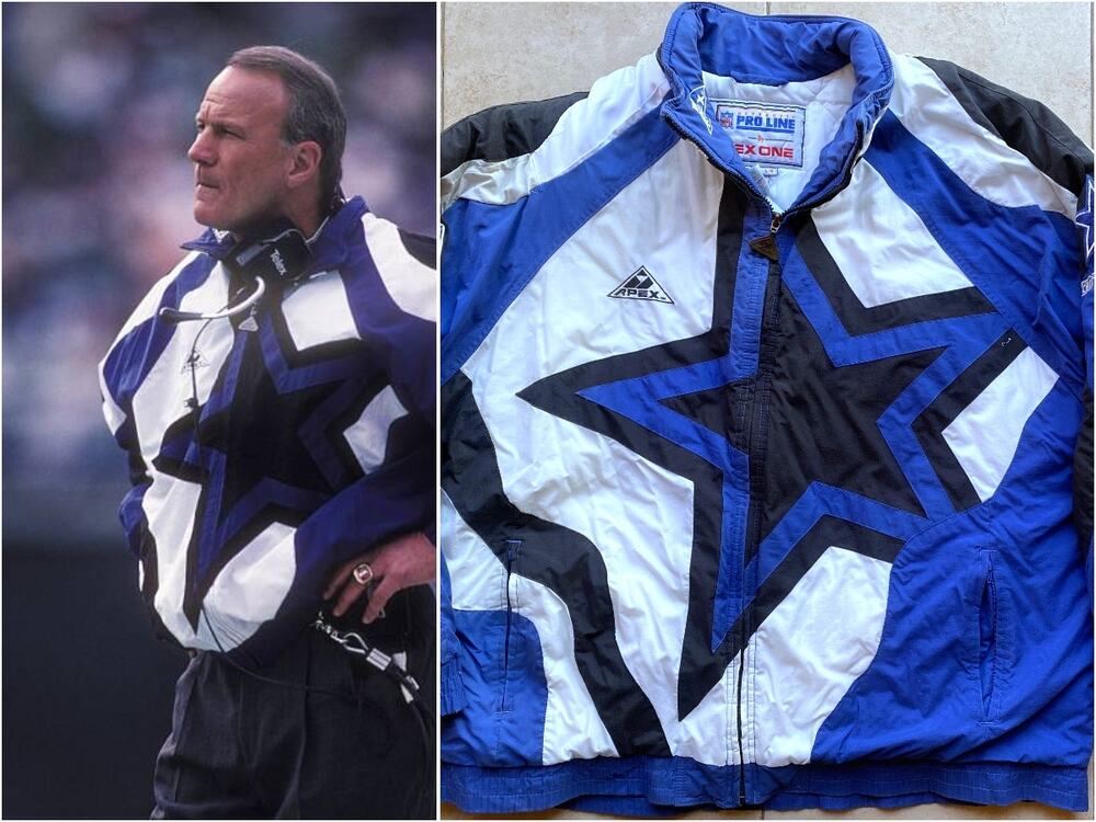 Dallas Cowboys 90s APEX puffer BIG Logo STAR jacket L blue white NFL Pro vintage